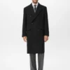 Long manteau en laine à double boutonnage