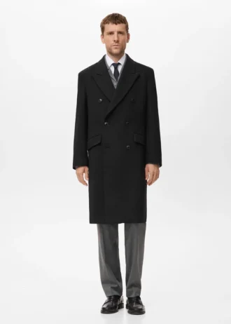 Long manteau en laine à double boutonnage
