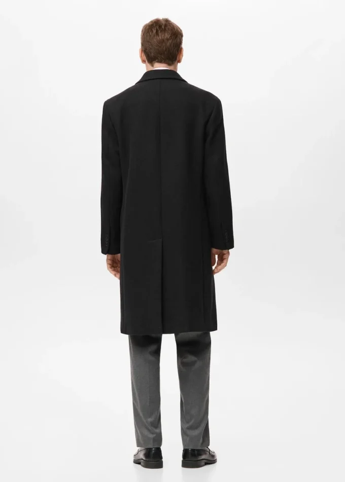 Long manteau en laine à double boutonnage