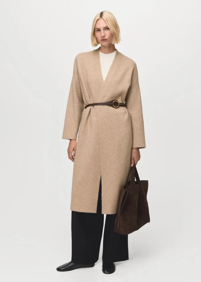 Long manteau en maille