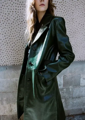 Long manteau en simili cuir