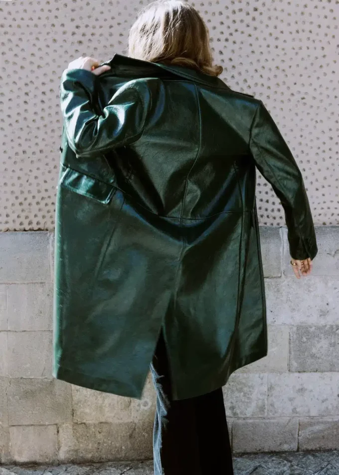 Long manteau en simili cuir