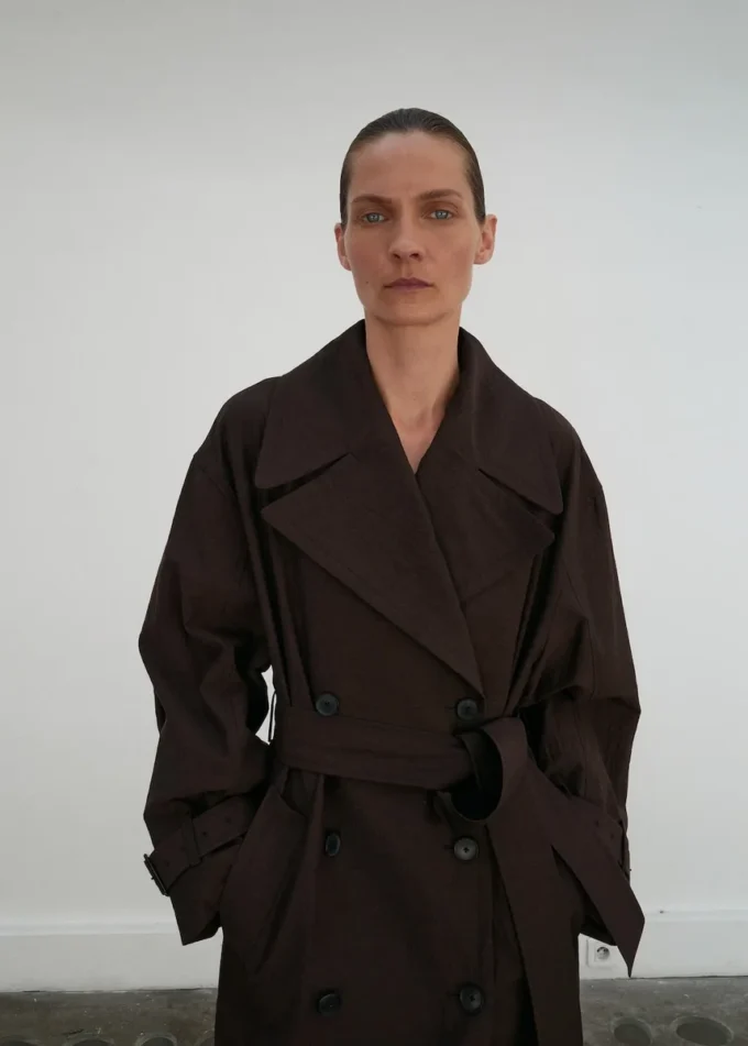 Long trench-coat en laine vierge Long trench-coat en laine vierge