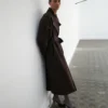 Long trench-coat en laine vierge Long trench-coat en laine vierge