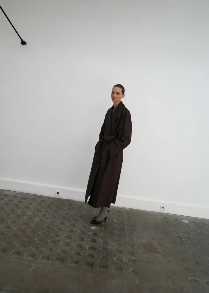 Long trench-coat en laine vierge Long trench-coat en laine vierge