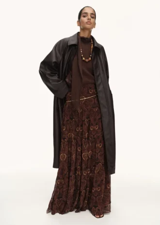 Long trench-coat en simili cuir
