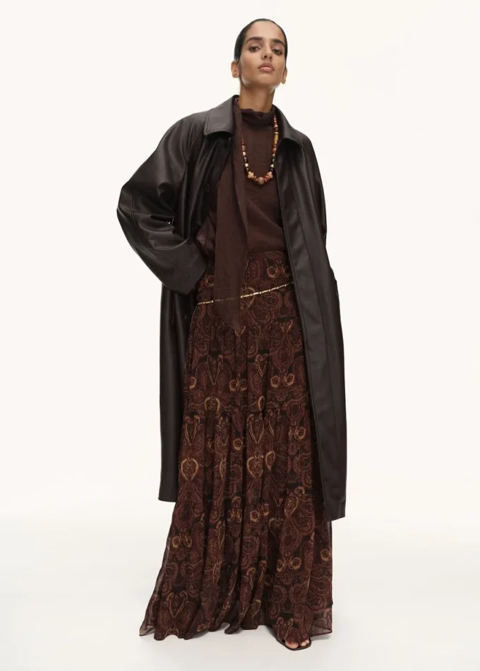 Long trench-coat en simili cuir