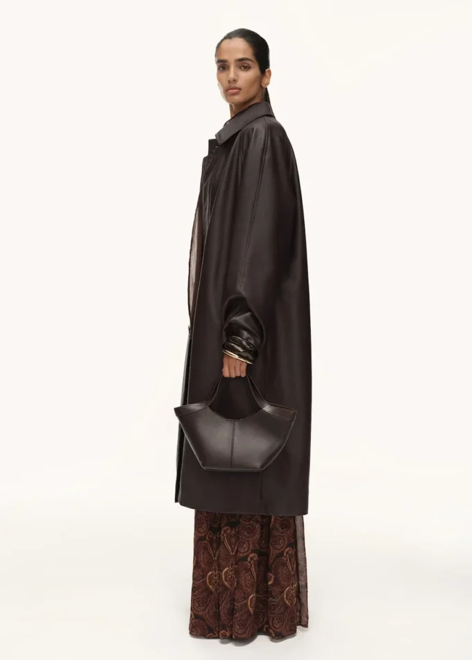 Long trench-coat en simili cuir