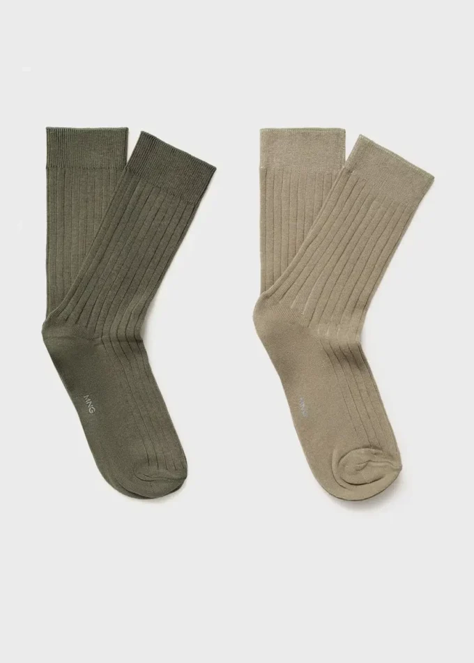 Lot de 2 chaussettes en coton côtelé Lot de 2 chaussettes en coton côtelé