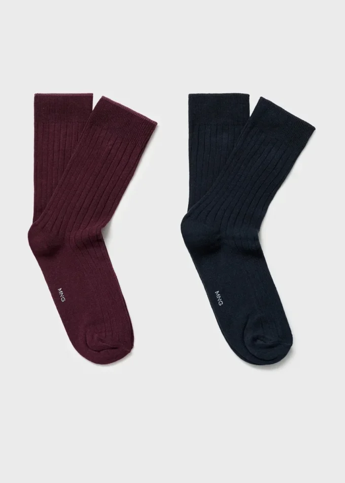 Lot de 2 chaussettes en coton côtelé