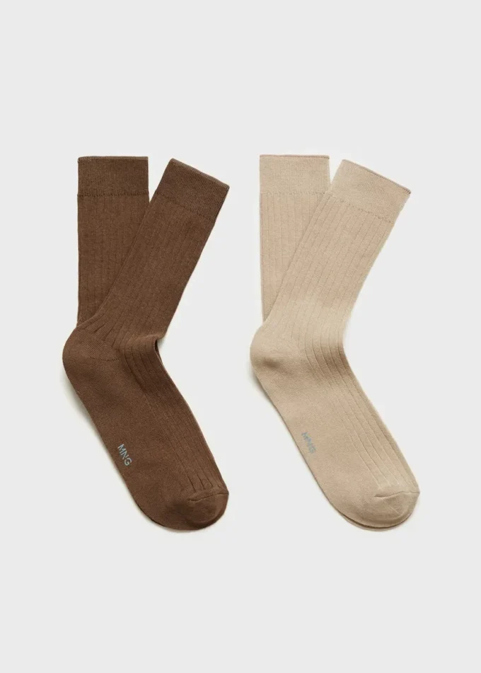 Lot de 2 chaussettes en coton côtelé Lot de 2 chaussettes en coton côtelé