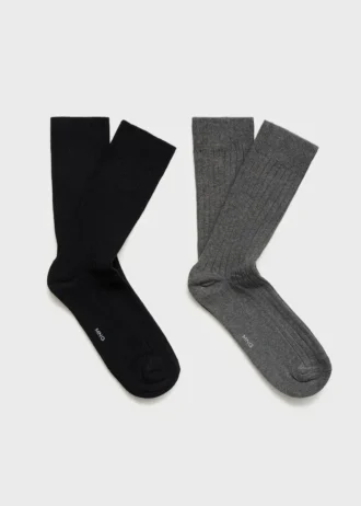 Lot de 2 chaussettes en coton côtelé