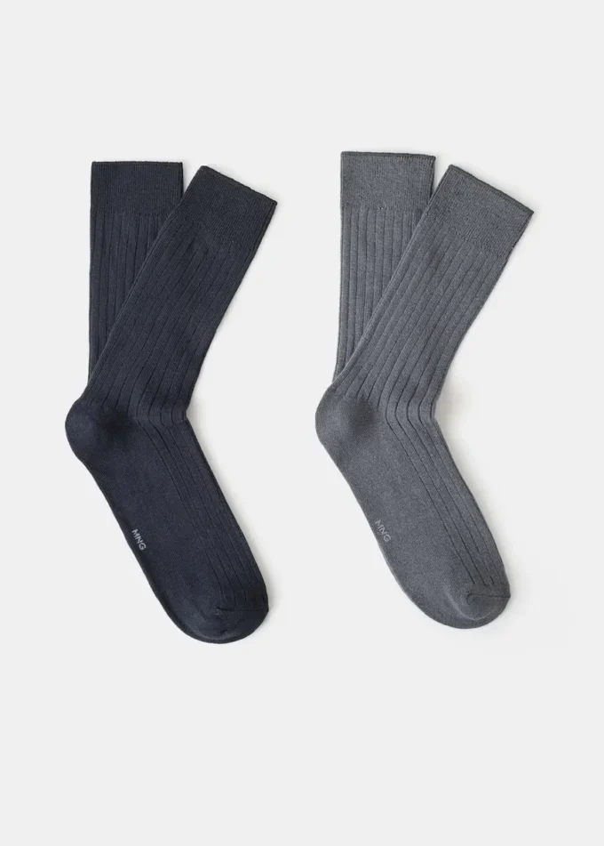 Lot de 2 chaussettes en coton côtelé