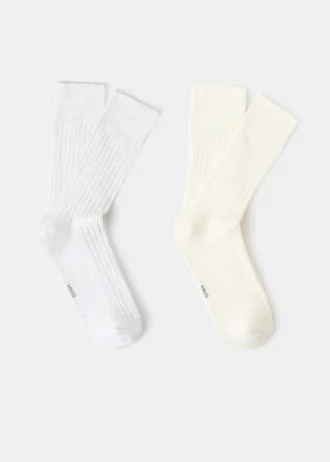 Lot de 2 chaussettes en coton côtelé Lot de 2 chaussettes en coton côtelé
