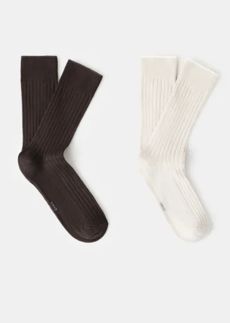Lot de 2 chaussettes en coton côtelé