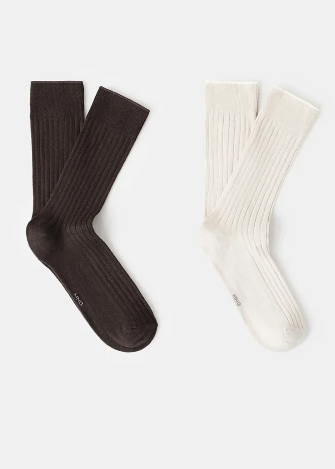 Lot de 2 chaussettes en coton côtelé Lot de 2 chaussettes en coton côtelé