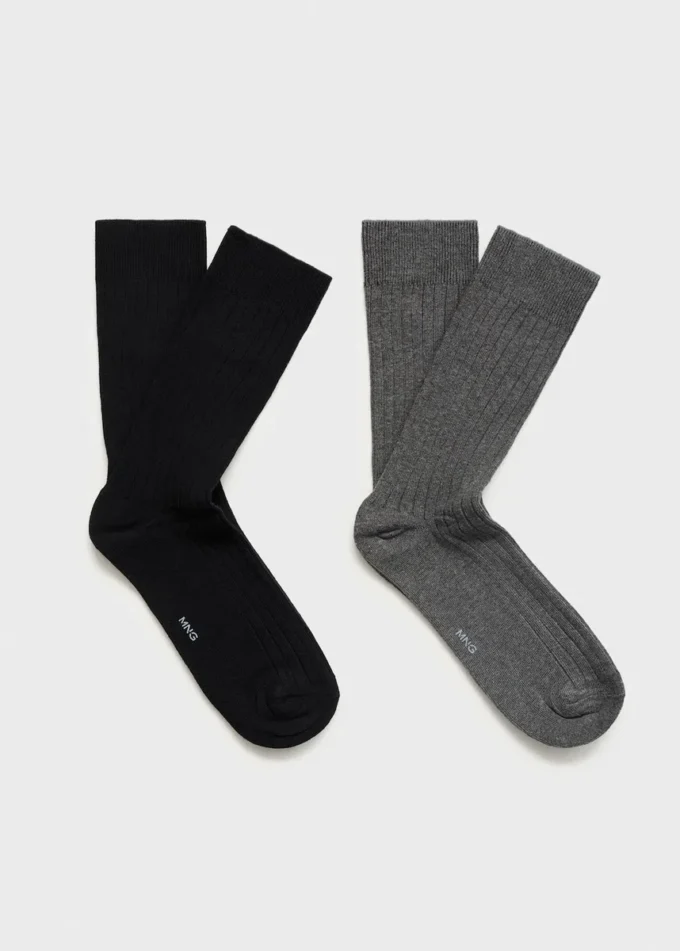 Lot de 2 chaussettes en coton côtelé