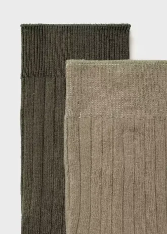 Lot de 2 chaussettes en coton côtelé Lot de 2 chaussettes en coton côtelé
