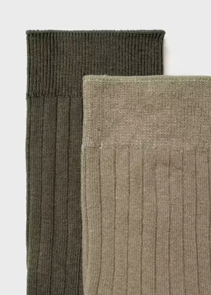 Lot de 2 chaussettes en coton côtelé Lot de 2 chaussettes en coton côtelé