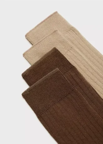 Lot de 2 chaussettes en coton côtelé
