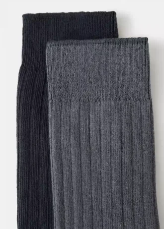 Lot de 2 chaussettes en coton côtelé Lot de 2 chaussettes en coton côtelé