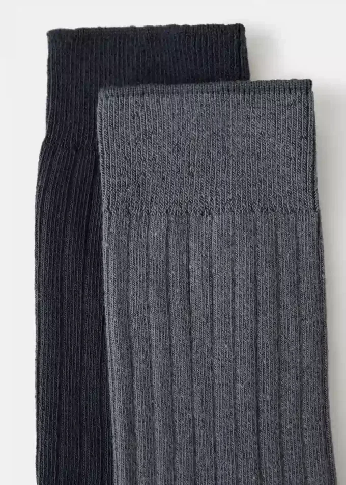 Lot de 2 chaussettes en coton côtelé