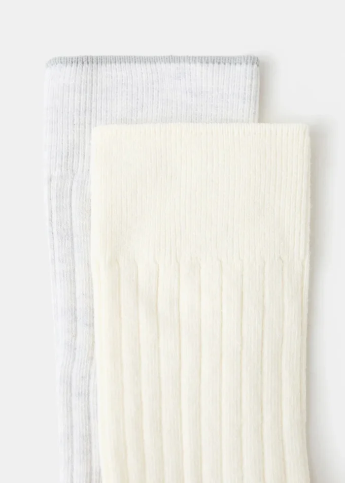Lot de 2 chaussettes en coton côtelé Lot de 2 chaussettes en coton côtelé