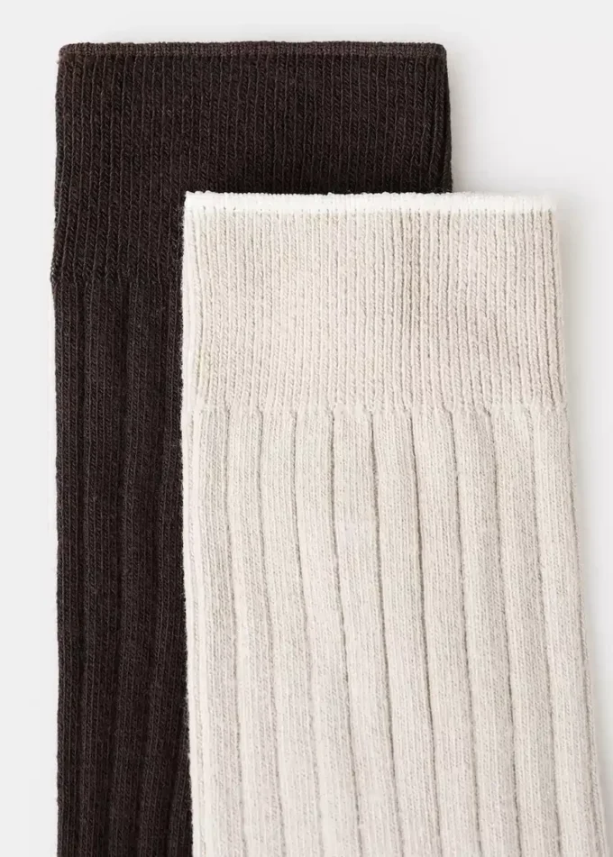 Lot de 2 chaussettes en coton côtelé Lot de 2 chaussettes en coton côtelé