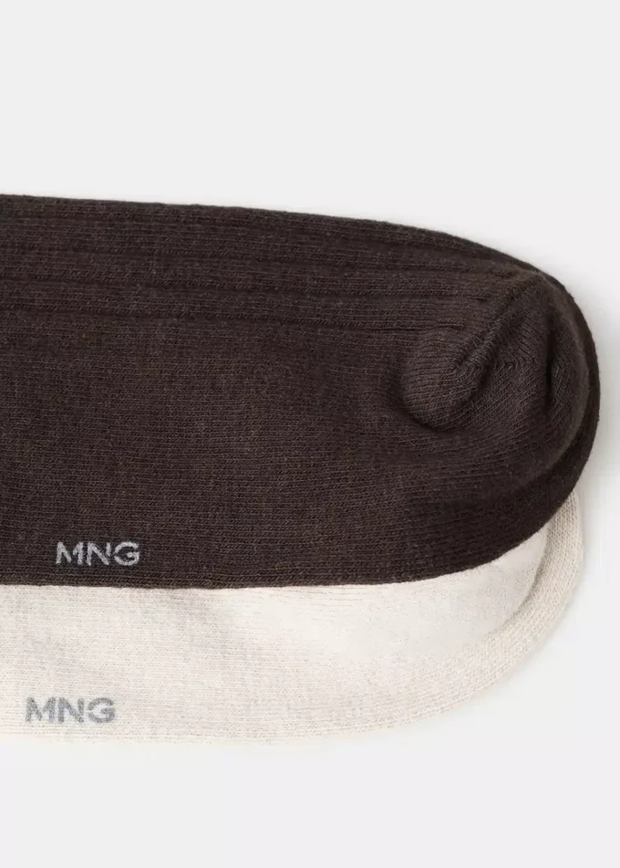 Lot de 2 chaussettes en coton côtelé Lot de 2 chaussettes en coton côtelé