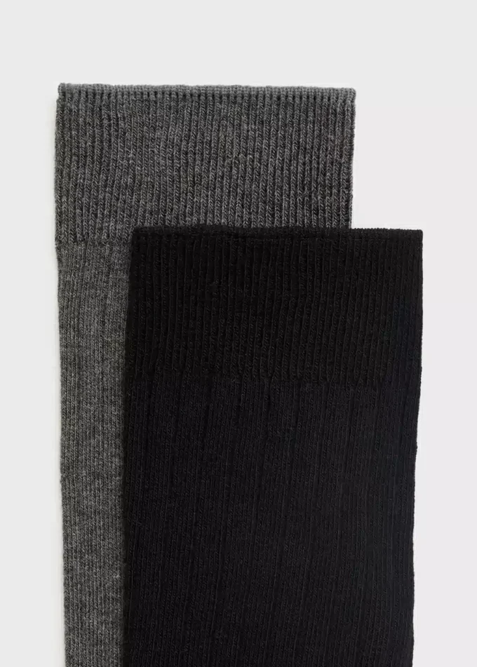 Lot de 2 chaussettes en coton côtelé