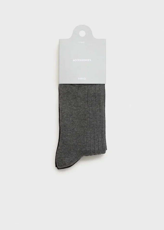 Lot de 2 chaussettes en coton côtelé