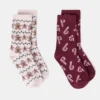 Lot de 2 chaussettes imprimées Noël Lot de 2 chaussettes imprimées Noël