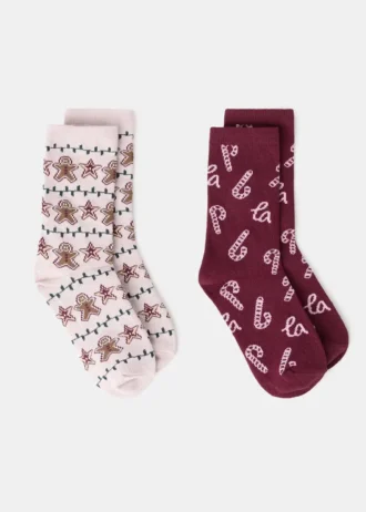 Lot de 2 chaussettes imprimées Noël Lot de 2 chaussettes imprimées Noël