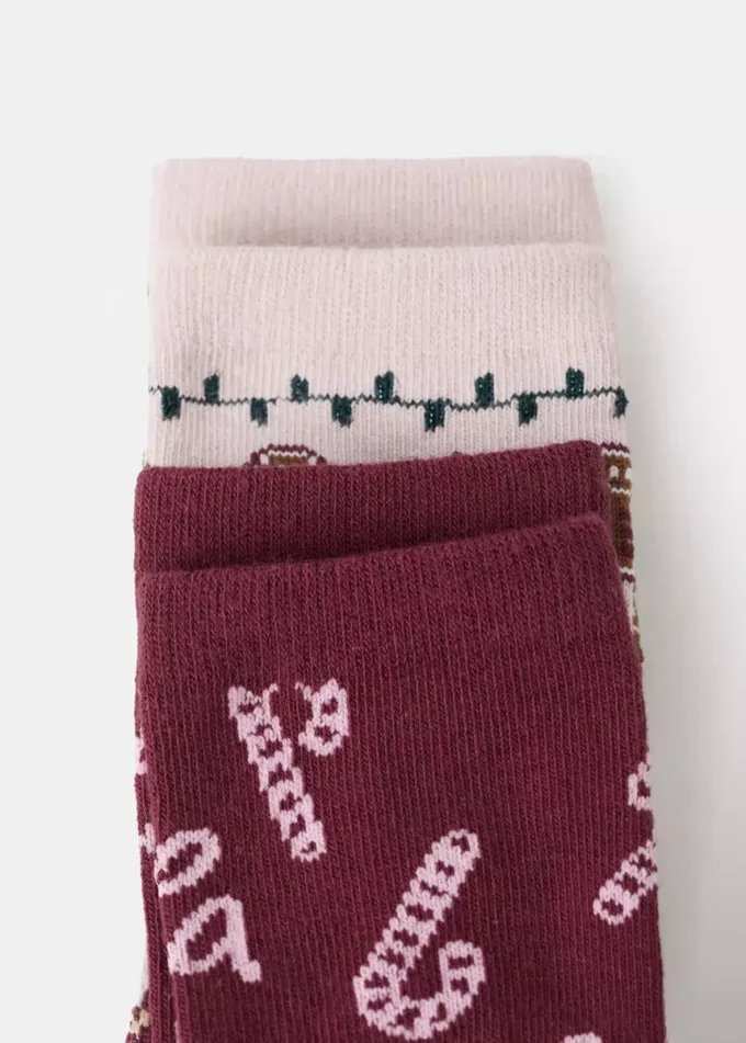 Lot de 2 chaussettes imprimées Noël Lot de 2 chaussettes imprimées Noël