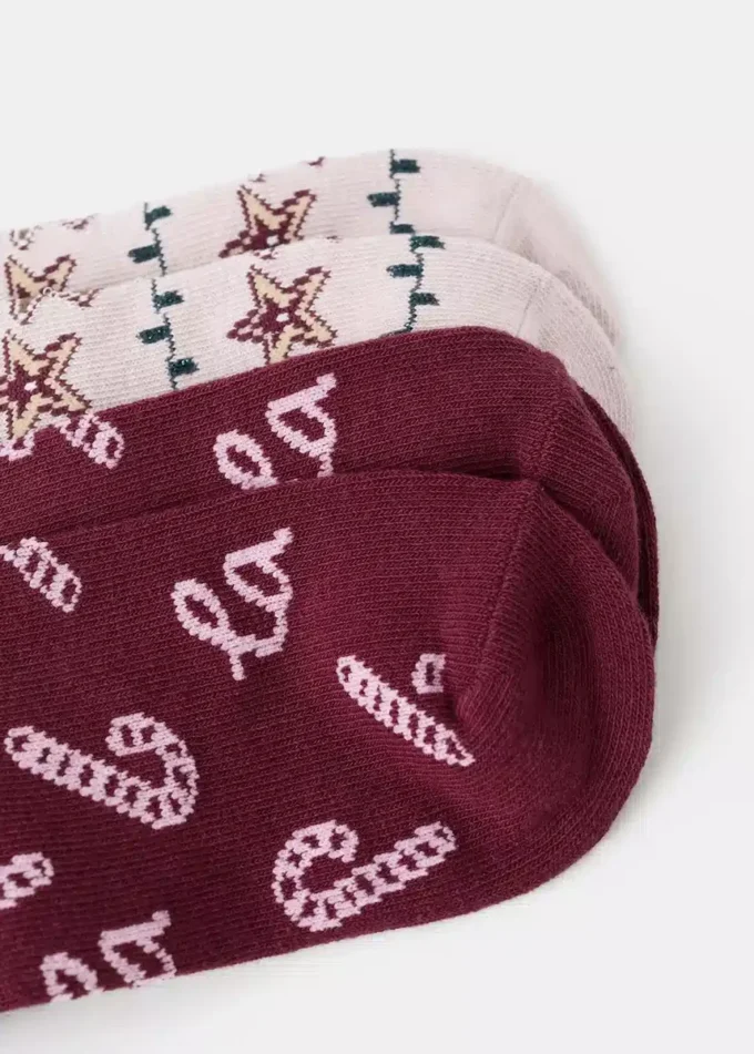 Lot de 2 chaussettes imprimées Noël Lot de 2 chaussettes imprimées Noël