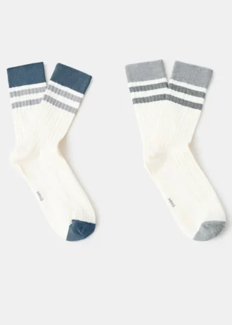 Lot de 2 chaussettes rayées en coton