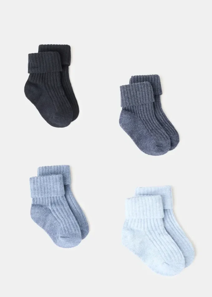 Lot de 4 chaussettes côtelées
