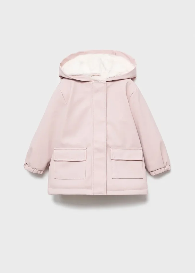 Manteau caoutchouté avec doublure effet fourrure