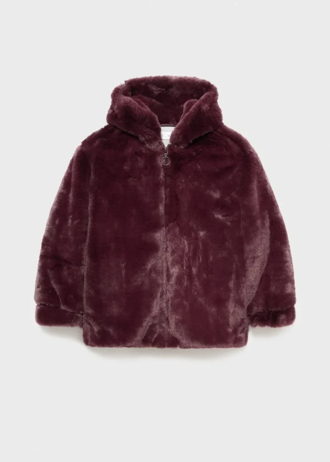 Manteau à capuche effet fourrure