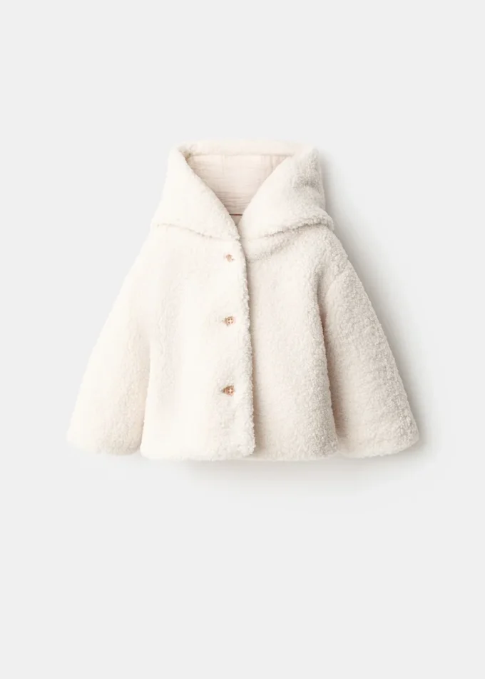 Manteau à capuche effet peau de mouton