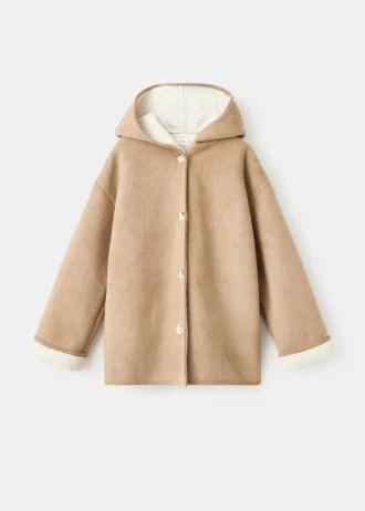 Manteau à capuche effet peau de mouton