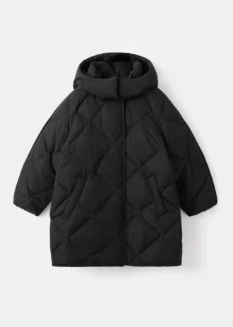 Manteau à capuche en plumes