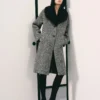 Manteau chiné avec col en fourrure Manteau chiné avec col en fourrure