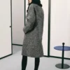 Manteau chiné avec col en fourrure Manteau chiné avec col en fourrure