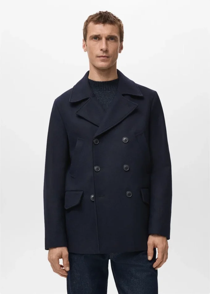 Manteau court en laine à double boutonnage Manteau court en laine à double boutonnage
