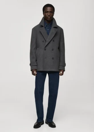Manteau croisé en laine