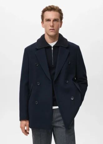 Manteau croisé en laine mélangée