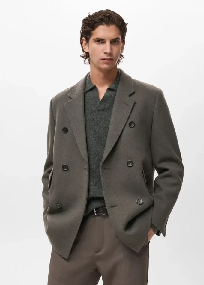 Manteau croisé en laine mélangée Manteau croisé en laine mélangée