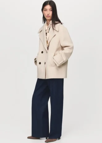 Manteau croisé en laine mélangée