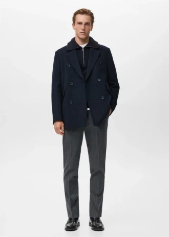 Manteau croisé en laine mélangée